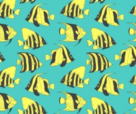 Coral fish hand drawn vector seamless pattern 17