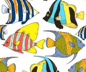 Coral fish hand drawn vector seamless pattern 20