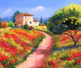 Country painting Stock Photo 01