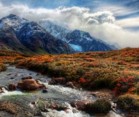 Creek and mountains Stock Photo