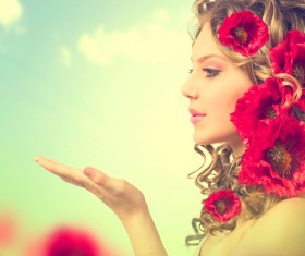 Curly hair makeup beauty side photography