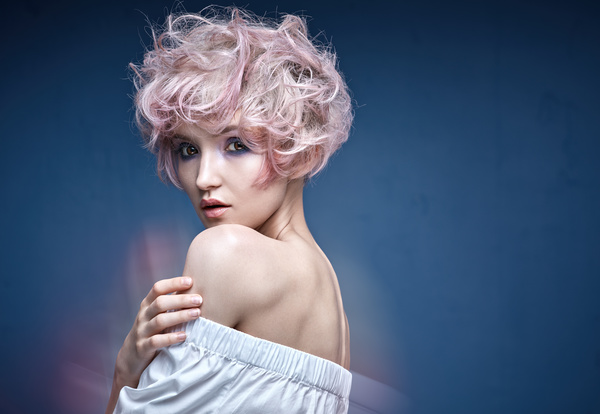 Cute girl with pink hair HD picture 02
