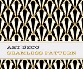 Deco seamless pattern black white and golden vector 01