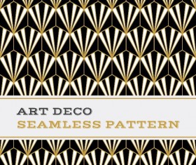 Deco seamless pattern black white and golden vector 02