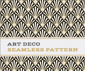 Deco seamless pattern black white and golden vector 03
