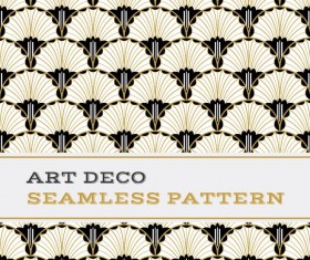 Deco seamless pattern black white and golden vector 04