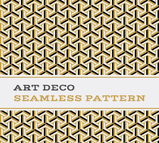 Deco seamless pattern black white and golden vector 05
