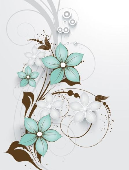 Decorative flower curls design vector background 01