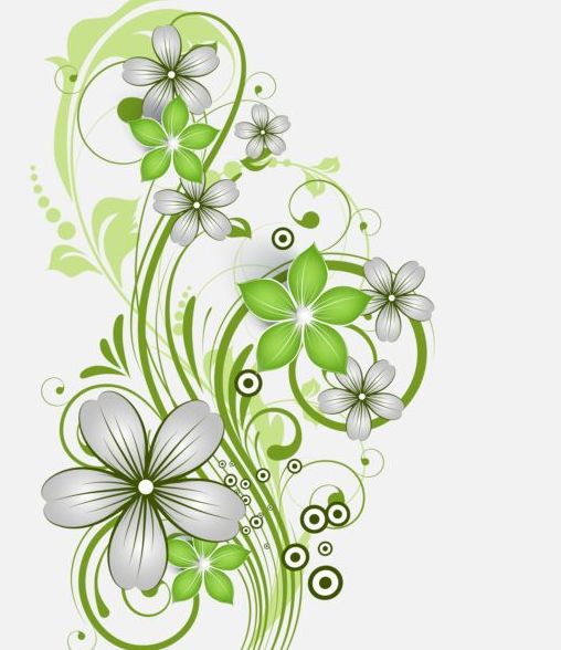 Decorative flower curls design vector background 04