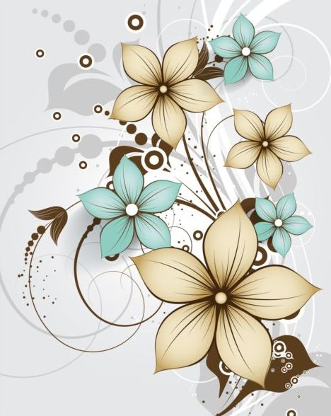 Decorative flower curls design vector background 05
