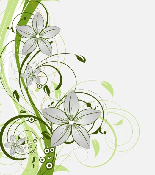 Decorative flower curls design vector background 06