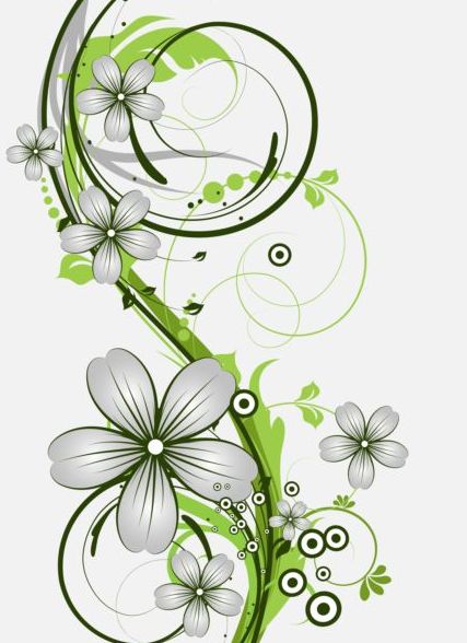 Decorative flower curls design vector background 10