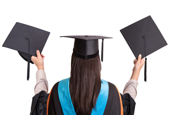 Degree graduates holding cap Stock Photo 01