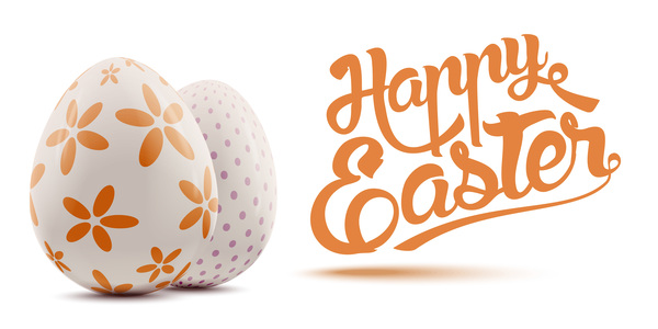 Easter background with decorated eggs vector 01