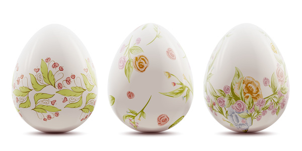Easter background with decorated eggs vector 02