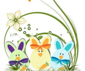 Easter background with decorative flower vector 01