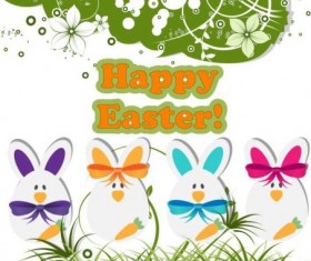 Easter background with decorative flower vector 02