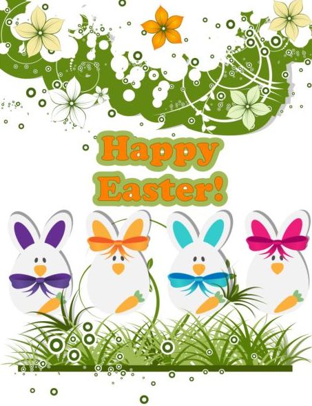 Easter background with decorative flower vector 02