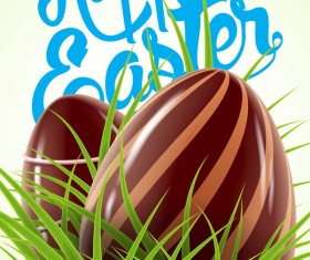 Easter card with chocolate egg vector 01