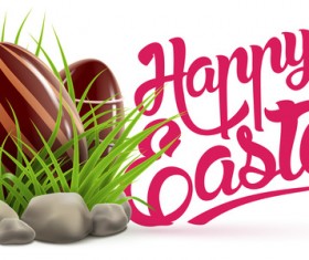 Easter card with chocolate egg vector 02