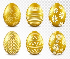 Easter card with golden eggs vector 01