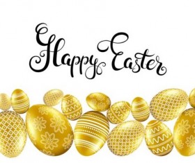 Easter card with golden eggs vector 07