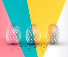 /Easter egg with colored easter background vector 01