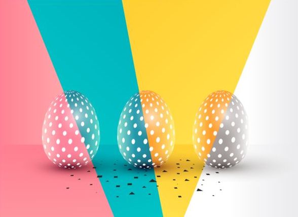 /Easter egg with colored easter background vector 01