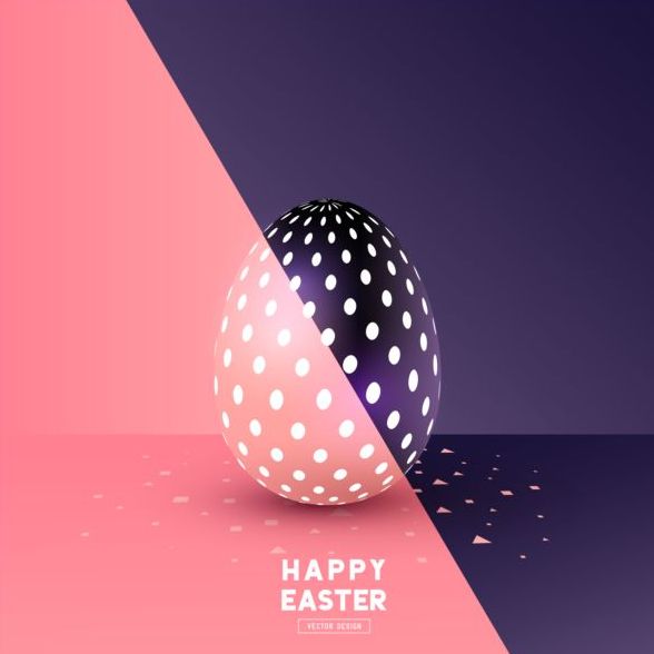 Easter egg with colored easter background vector 02