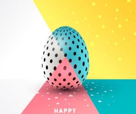 Easter egg with colored easter background vector 03