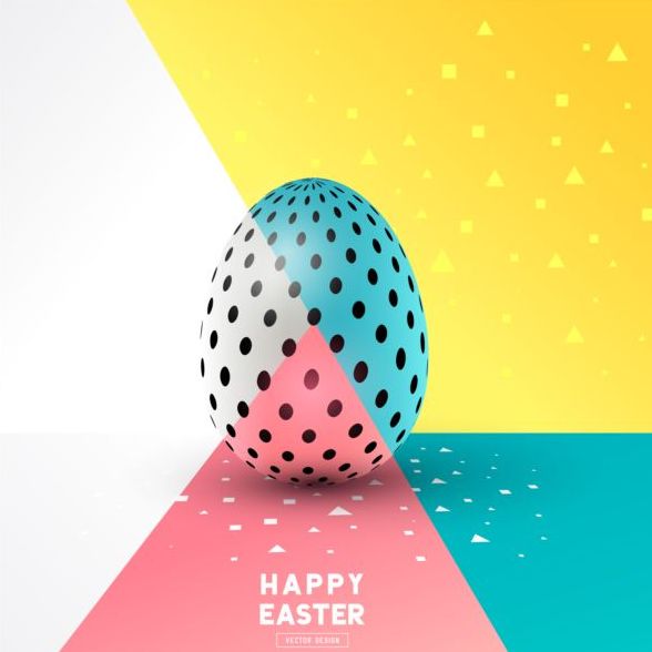 Easter egg with colored easter background vector 03