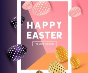 Easter egg with frame and colored background vector 01