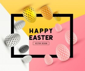 Easter egg with frame and colored background vector 02