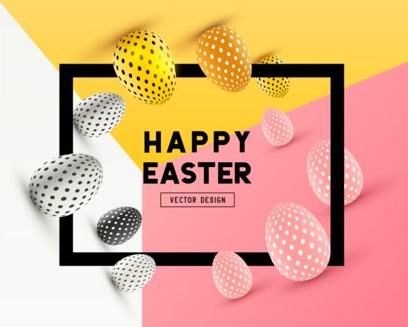 Easter egg with frame and colored background vector 02