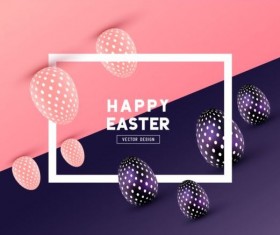 Easter egg with frame and colored background vector 03