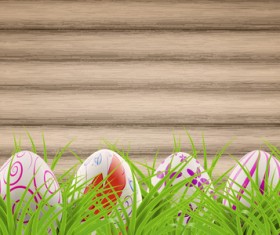 Easter color egg and green grass vector 01 free download