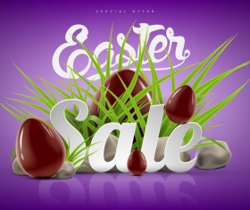 Easter sale advertising background with chocolate eggs vector 01