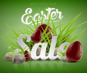 Easter sale advertising background with chocolate eggs vector 02