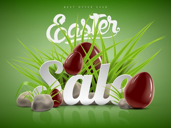 Easter sale advertising background with chocolate eggs vector 02