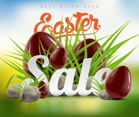 Easter sale advertising background with chocolate eggs vector 03