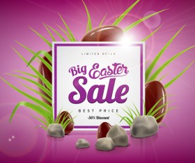 Easter sale advertising background with chocolate eggs vector 04