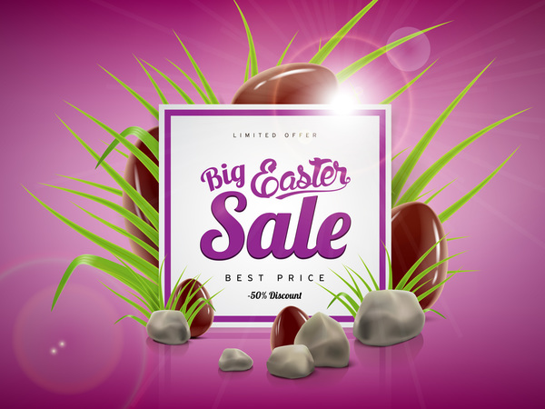 Easter sale advertising background with chocolate eggs vector 04