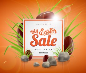Easter sale advertising background with chocolate eggs vector 05