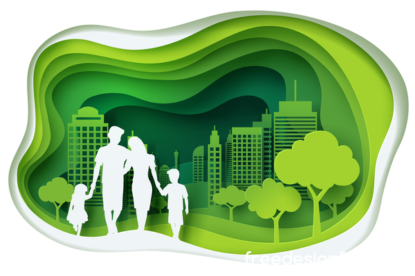 Ecology with family concept template vector 01