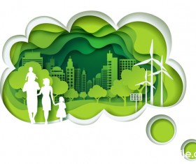 Ecology with family concept template vector 04