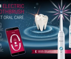 Electric toothbrush advertising vector template 01