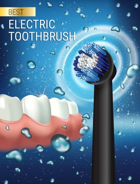 Electric toothbrush advertising vector template 04