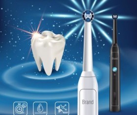 Electric toothbrush advertising vector template 05