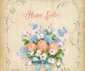 Elegant easter card with parchment background vector 01