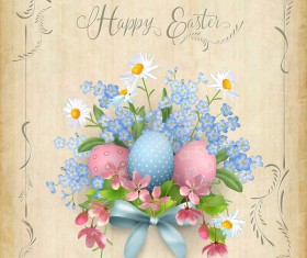 Elegant easter card with parchment background vector 02